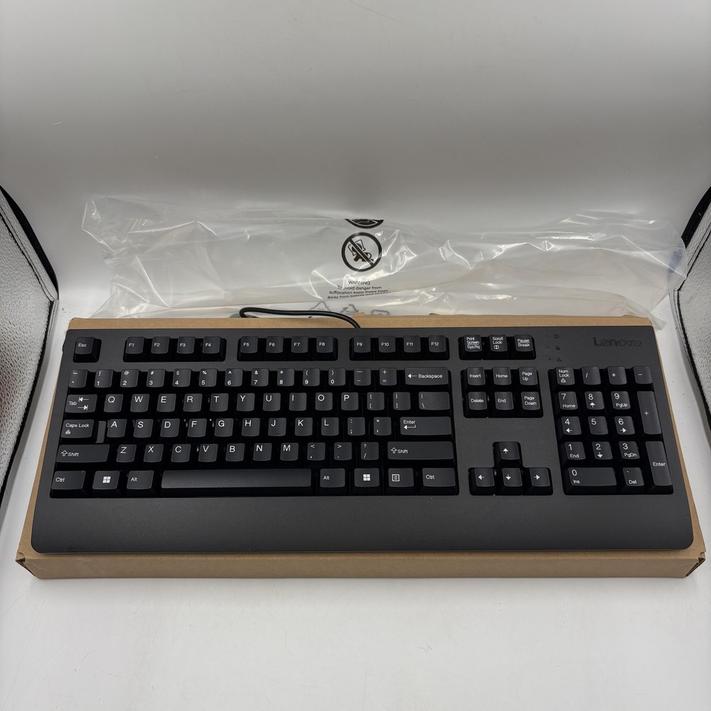 Lenovo Traditional USB Keyboard Black Wired Full Size 104-Key PC Desktop Windows